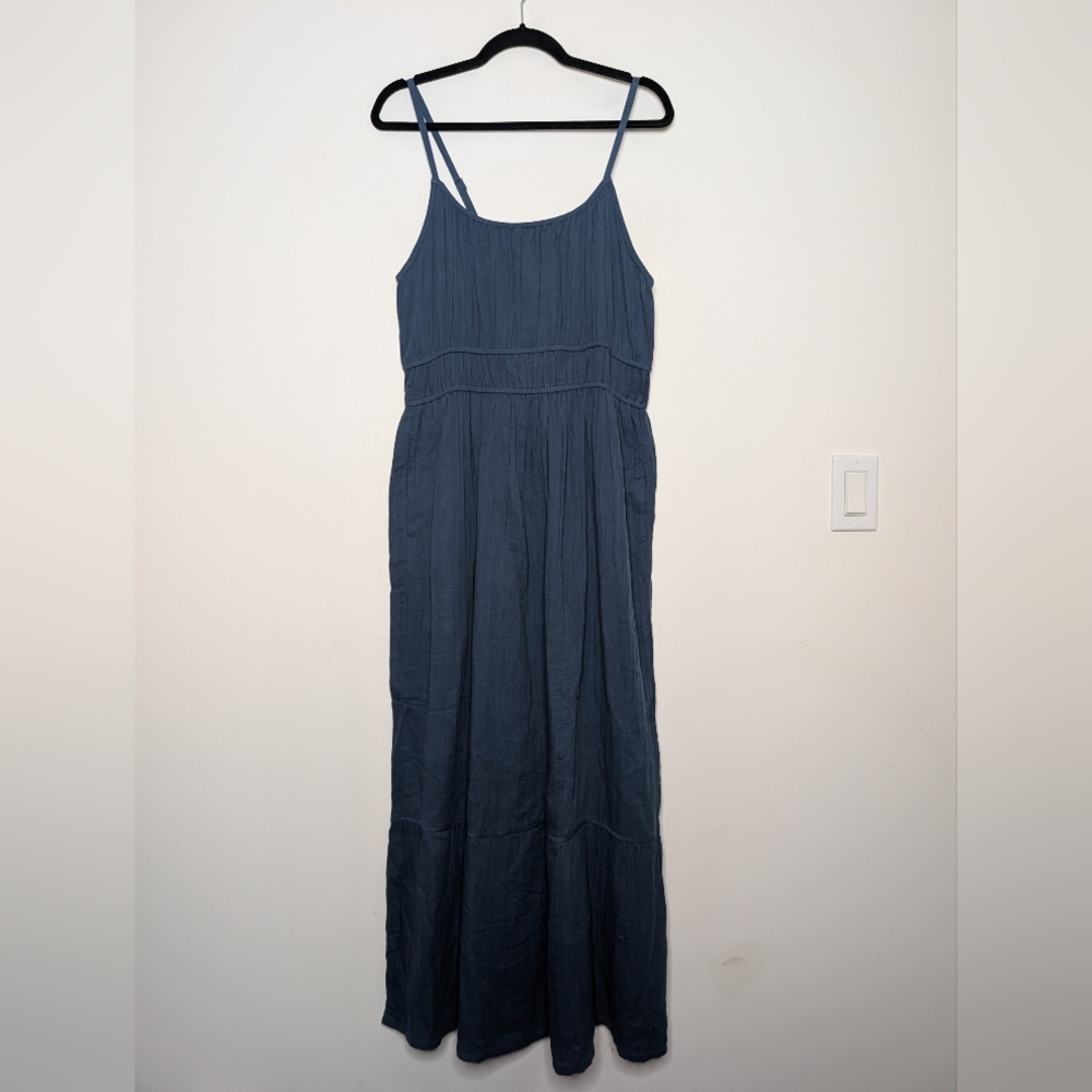Pact Coastal Double Gauze Cami Maxi Dress French Navy XL L NWT - Picture 2 of 4